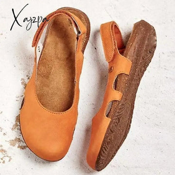 Xajzpa - New Women Casual Wedges Sandals Summer Buckle Hot Gladiator Retro Non-Slip Flock Ladies